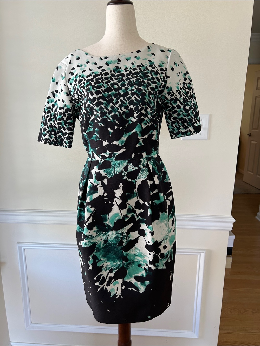 Brooks Brothers Brown and Teal Floral Midi Sheath Dress